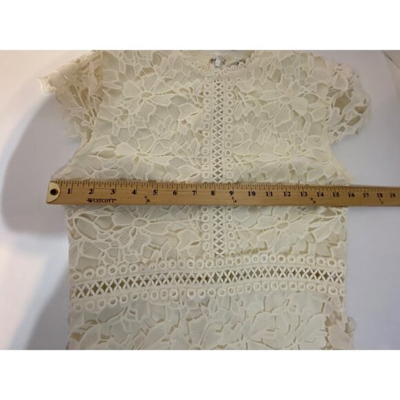 Jodifl Cream Eyelet Lace Overlay Pencil Dress Delicate Floral Lace Women's Small - Picture 7 of 13